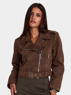 SUEDE BIKER JAKNA SA KAIŠEM