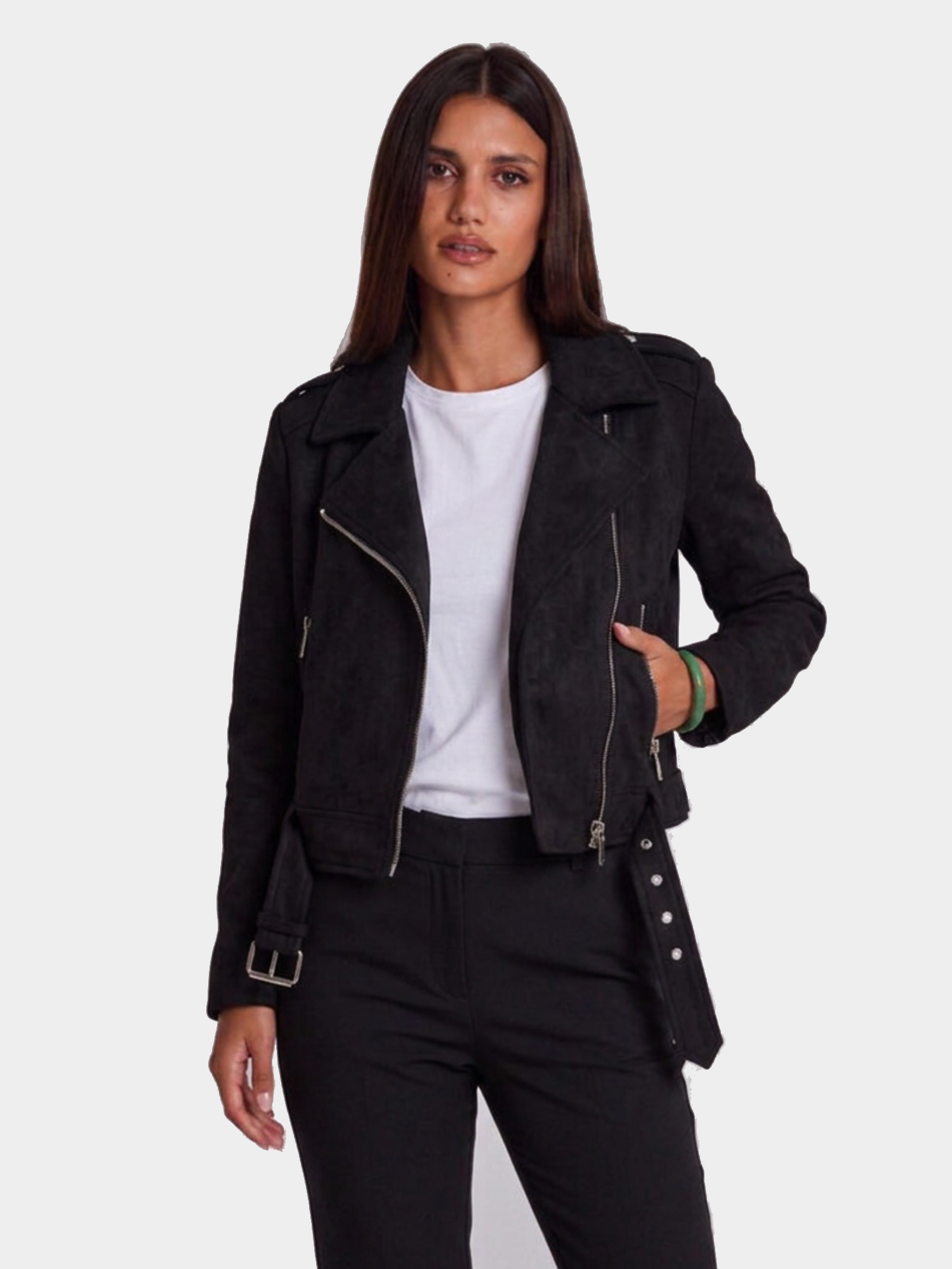 SUEDE BIKER JAKNA SA KAIŠEM
